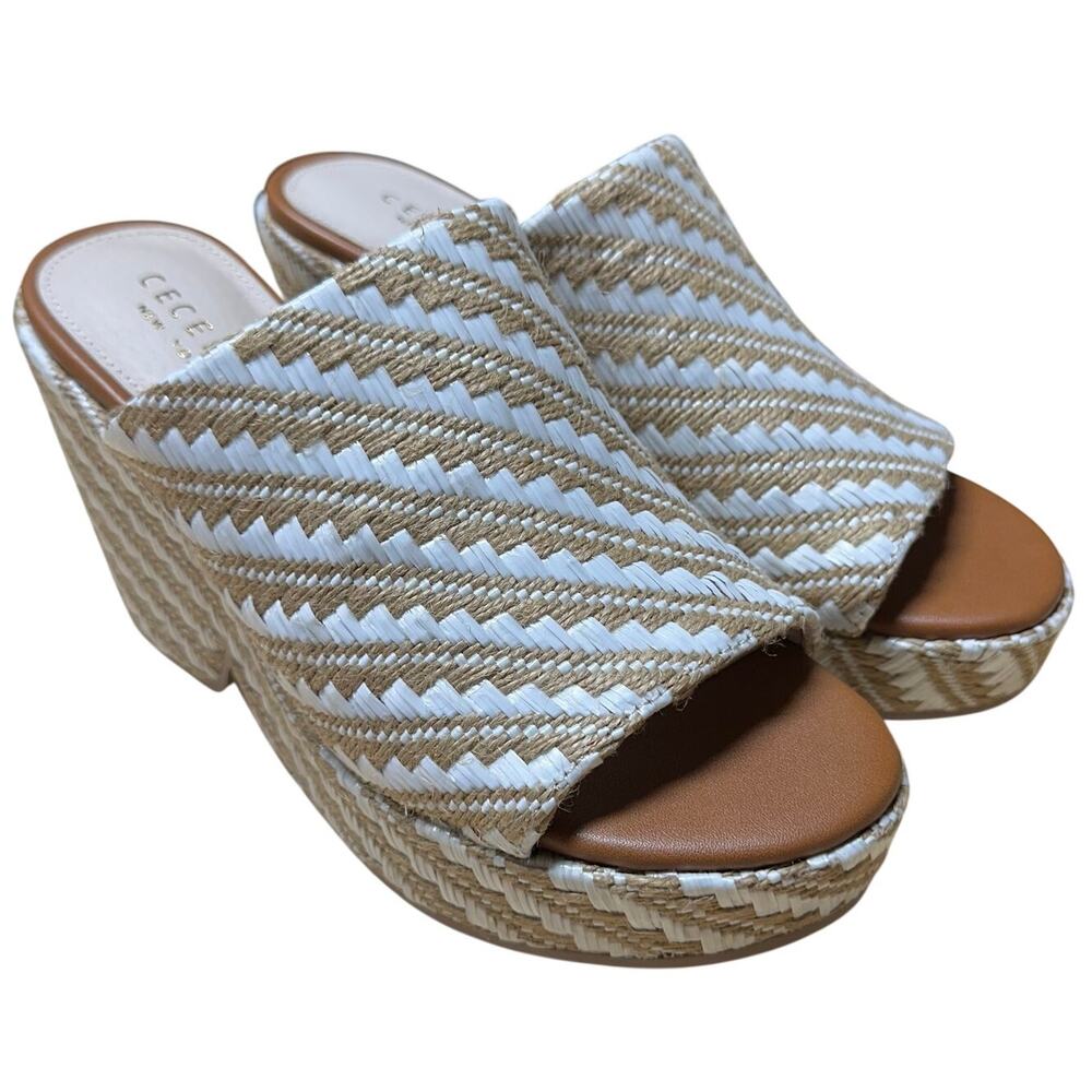 Cecelia New York Platform Sandals Frost White Raffia Women's Size 7M New in Box